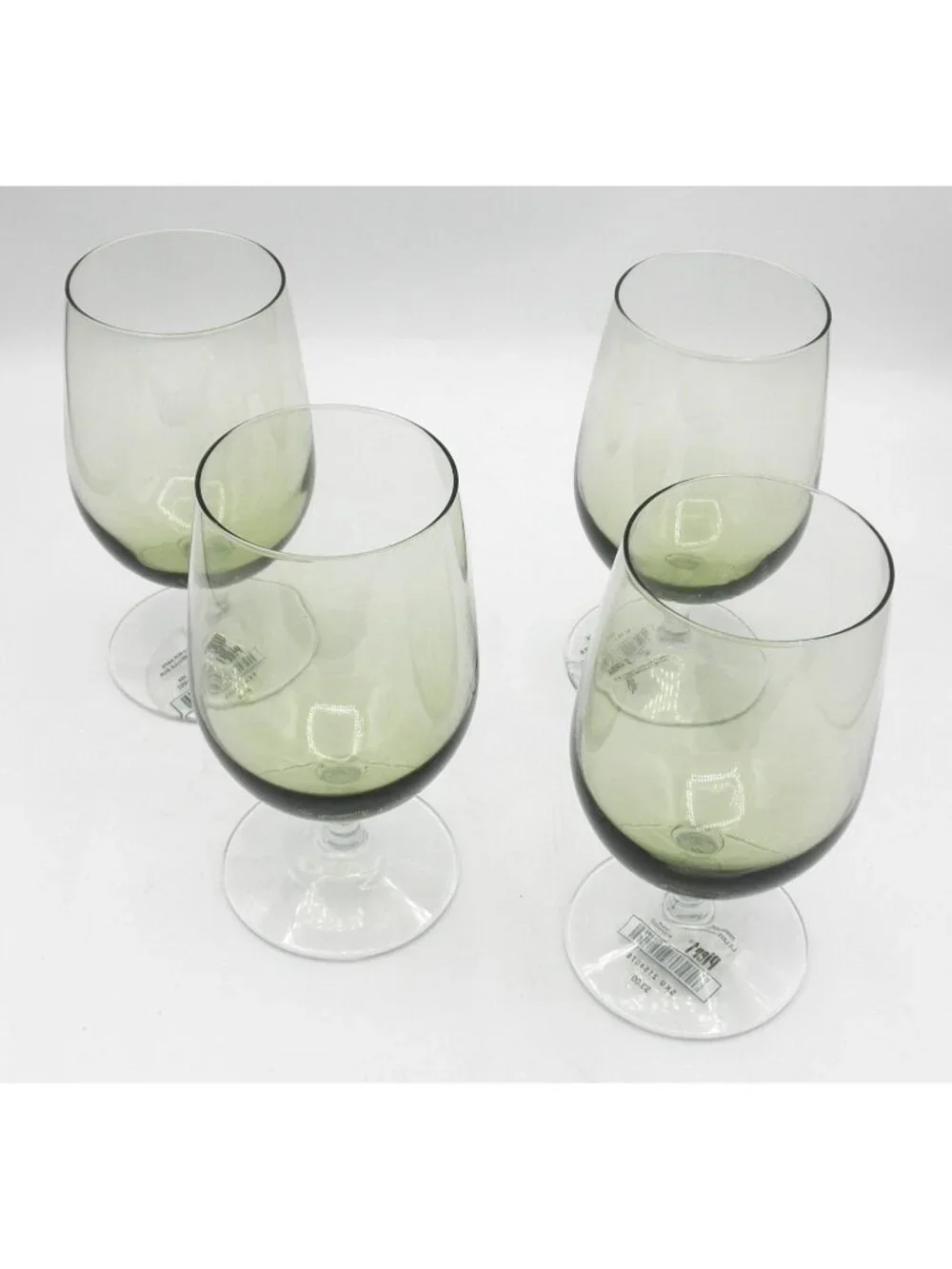 Pier 1 Pantiago Green Water Goblets 6.5 Inches Clear Stem Set of 4 P1CPANG